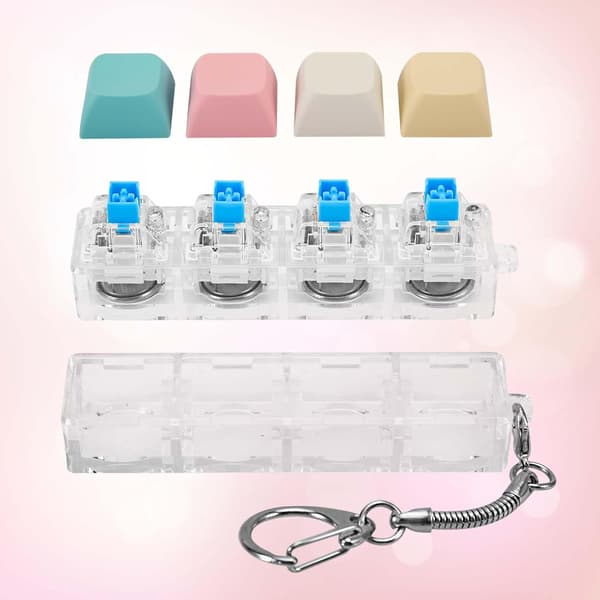 [SC]Fidget Keyboard Keychain with LED Light Keyboard Fidget Clicker Fun Button Fidget Toy Compatible with Relaxation Decoration F\u00e4rg A