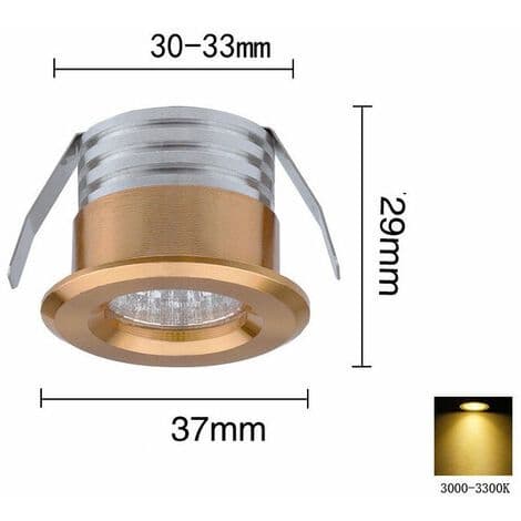 Set med 4 Mini LED-infällda spotlights, 3 W, varmvit guld DOPA