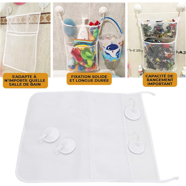 Badekar Dusj Badeleke Oppbevaringsnett - Baby + 4 GRATIS solide selvklebende kroker