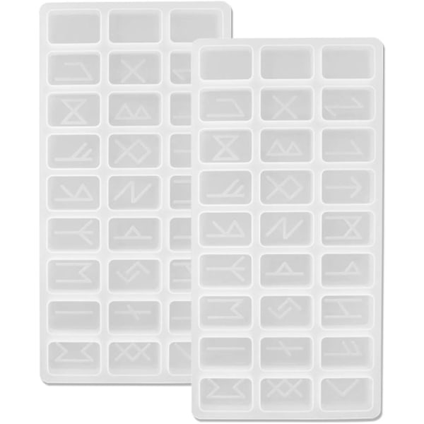 Sæt Resinforme, Fine Good Runesten Form Resin Støbesæt Silikoneforme til Resin Støbning Epoxy Resin Form til Smykkefremstilling