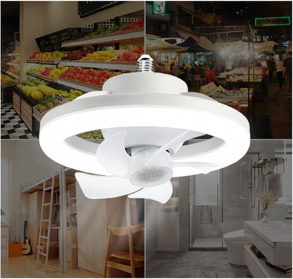 (SC) Remote Control, LED Bulb, E26 Socket, Ceiling Fan Lamp, Dimmable, 3 Wind Speeds, 3 Color Dimming, Shaking Head, Small Suction Ceiling Fan