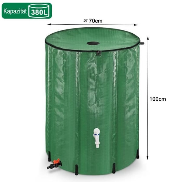 Hopfällbar regnvattentank - UISEBRT - 380 liter - Vit - PVC, PE, PP, nylon grön
