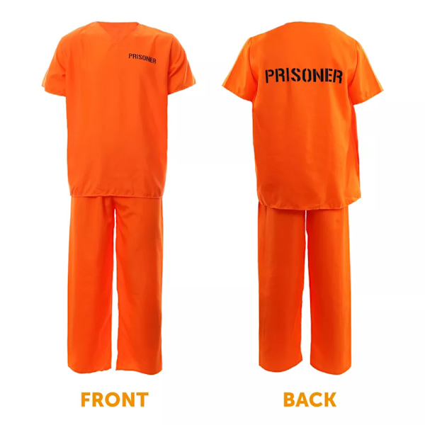 Fængselskostume Orange Top og Bukser Sæt Fængsel Voksen Mænd Halloween Cosplay Party Fancy Dress Outfits S