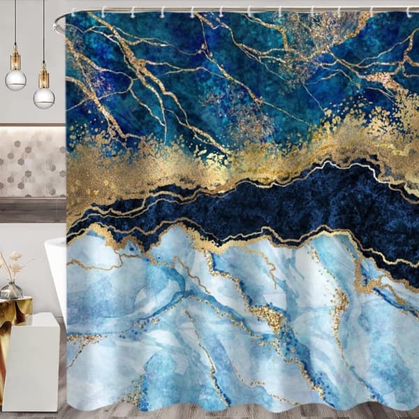 [SC]Waterproof Shower Curtain with Marble Pattern – Moisture-Resistant and Washable, 180×180 cm A