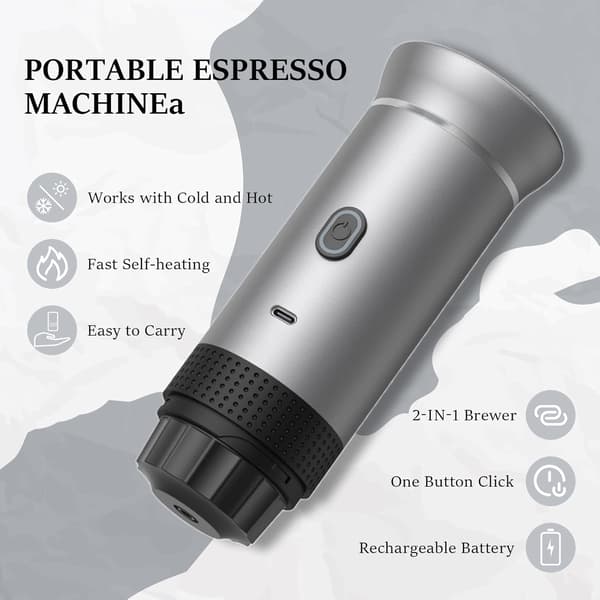 (SC)Portable Capsule Coffee Machine, Self-Heating USB-C Capsule Coffee Machine, Portable Electric Espresso Machine