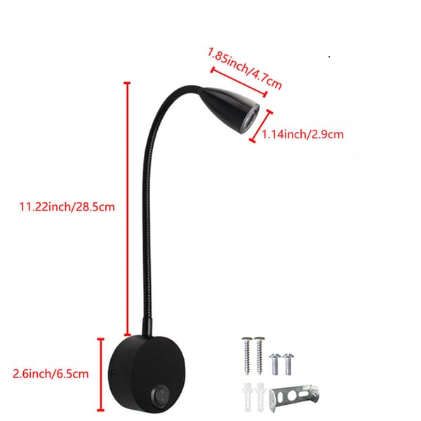 (SC) Reading Lamp - LED Wall Lamp - Aluminum - 6000k Cool White - Requires 2 Bulbs, Small Night Light