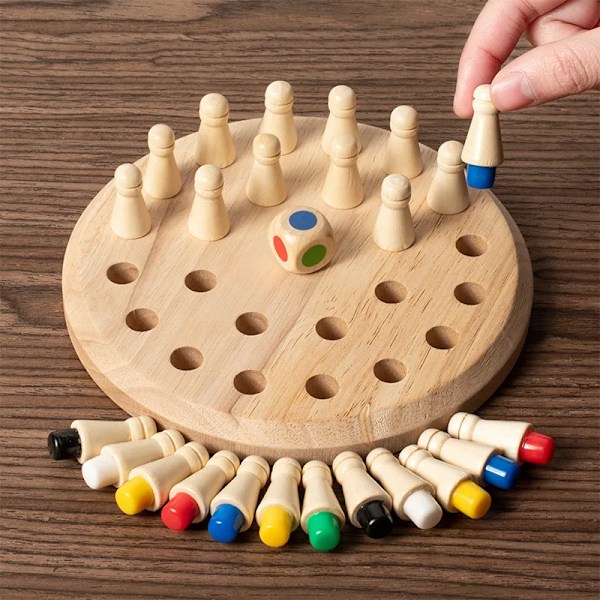 Puinen Muistipeli Match Stick Shakki Väri Pelilauta Palapelit Montessori Kasvatuslelu Kognitiivinen Kyky Oppimislelut Lapsille Memory Chess