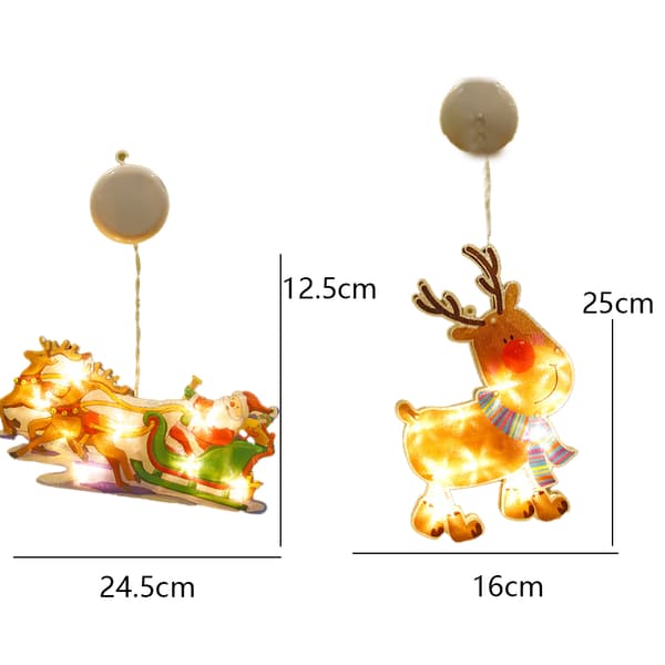 (SC) Christmas Window Decoration Lights, Suction Cup Window Hanging String Lights Christmas Decoration Gift, Small