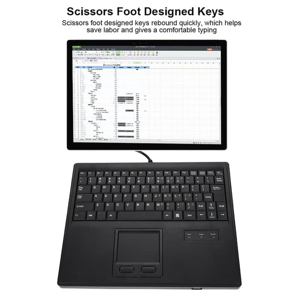 (SC)10-inch Scissor Foot Wired Keyboard with Touchpad Precise Touch Control