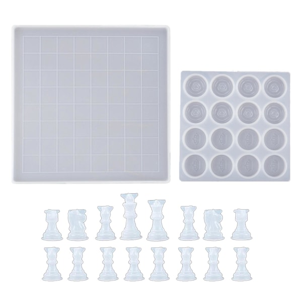 18pcs/set chessboard silicone mold 3d chess crystal epoxy mold