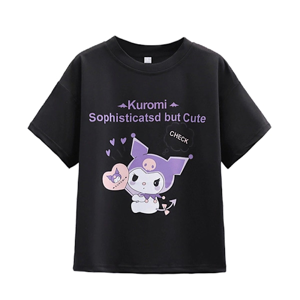 Kuromi-asu lapsille tytöille Sanrio lyhythihainen T-paita laskostettu hame asu musta 140cm Black