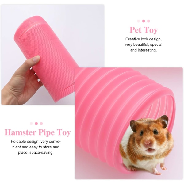 Pieni Lemmikintunneli, Taittuva Leikkipiippu Hamsterille, Telttatunneli, Vaaleanpunainen, 1 kpl