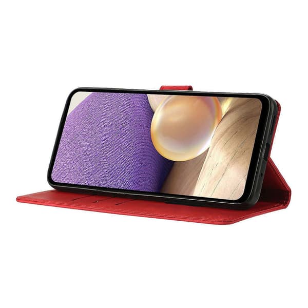 [SC] Wallet Case for Samsung Galaxy A56 5G with Printed Triangle Pattern, Leather, Flip Case Red