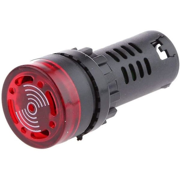 AC/DC 12V 22mm Rød LED Buzzer Alarm Signal Blinkende Lys Bip Buzzer Advarselslys Monteringshul med Buzzer til Instruktioner/Advarsler/Ulykkesssignaler