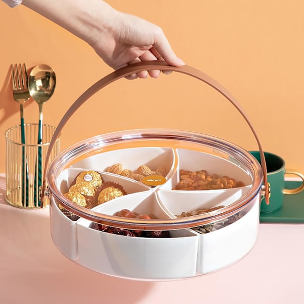 Rund Transparent Delad Bricka, Portabel Snacksbricka för Godis, Frukt, Nötter, Lämplig för Fest, Underhållning, Picknick Aptitretare Bricka (Transparent)