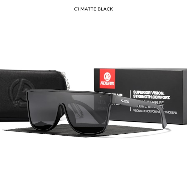 KDEAM Polariserte Solbriller i Ett Stykke for Menn og Kvinner Sportsbriller Baseball Fiske Kjørebriller med Komplett Tilbehør C1 Svart C1 Black As Shown