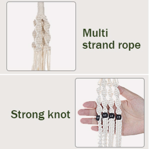 Macrame Plantehengere Hvit Håndlaget Bomullsreip Innendørs Utendørs Hengende Blomsterpotte 19