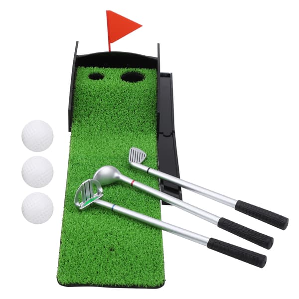 (SC) Desktop Mini Golf Game Training Set 3 Ballpoint Pen Putters with Golf Putting Mat