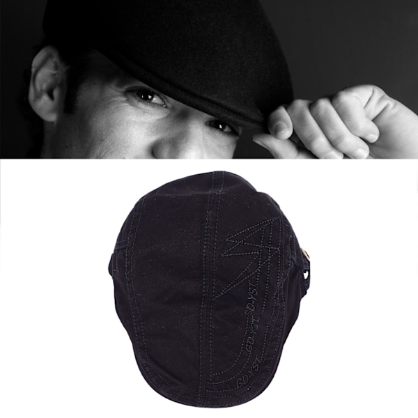 Flat cap bomuld sort komfortabel blokerer sollys udsøgt broderi stilfuld aviskasket til mænd