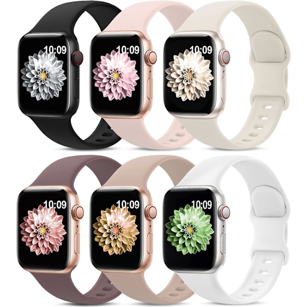 6-pak sportsbånd kompatibelt med Apple Watch-bånd 38 mm 6 stk 5 6pcs 5 42/44/45/49mm