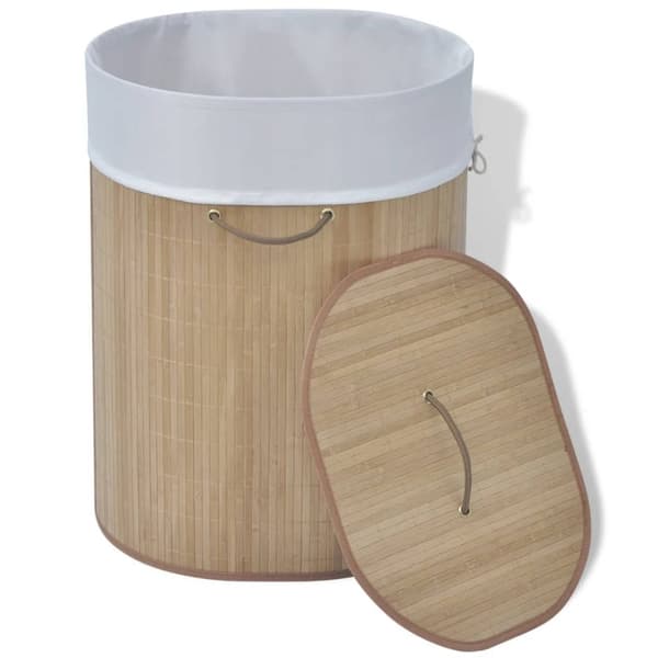 (SC) Bamboo laundry basket oval natural