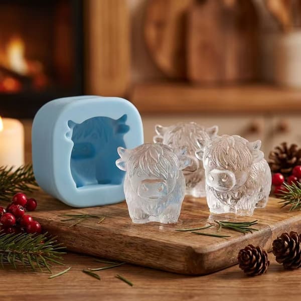 [SC] 2026 Nya modell Mini Highland Ko Isbitsformar – Söta 3D Isbitstillbehör för Drinkpartyn och Presenter