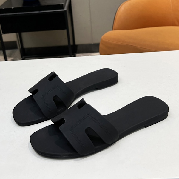 global Hot Sale H Stroppesandaler Strandsandaler Flat Bunn Jelly svart 40 black