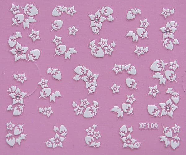 10 Sheets White Nail Art Flower Stickers White white