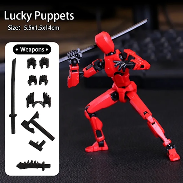 Titan 13 Actionfigur T13 Modelfigurer 3D Printet Multi-Leddelt Bevægelig Lucky 13 Actionfigur Nova 13 Actionfigur Dummy Rød Red 14cm