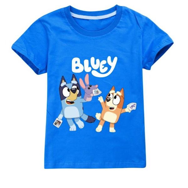 Bingo Blueys Print T-paita Lapsille Pojille Tytöille Kesä Casual Lyhythihainen Tee Topit Sininen Blue 9-10 Years