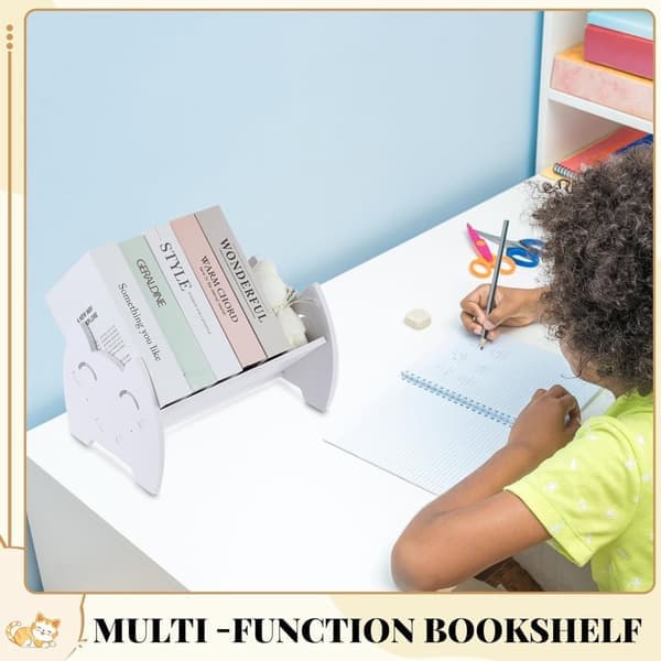 (SC) White Slanted Bookshelf Set - Book Organizer - 2 Pieces