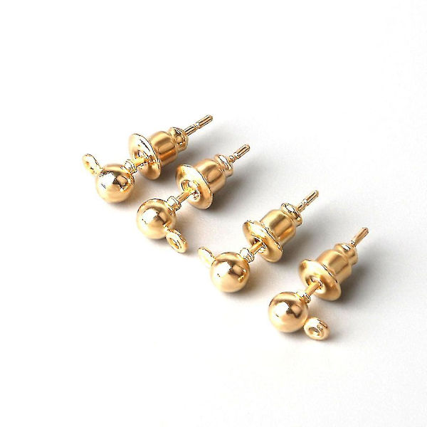 50 set smycken i legering Kulör stift Bakstycken Hypoallergena örhängen örhängen Kit Guld Gold 4mm