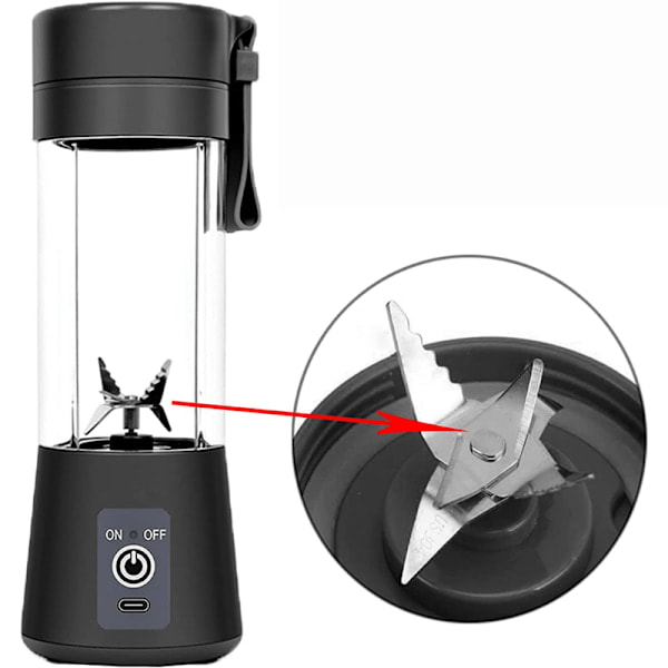 Højkvalitets Trådløs Mixer / Blender 380 ml Sort 1-Pak