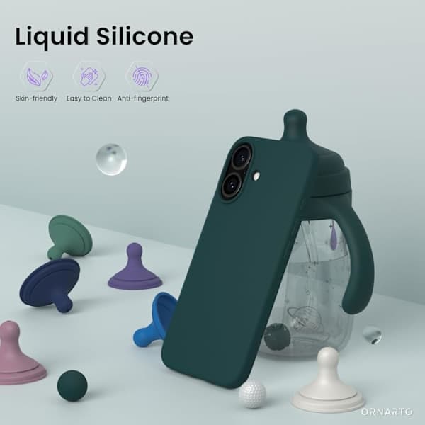 iPhone 16 Case 6.1\", Thin Liquid Silicone 3 Layer Full Coverage Soft Gel Rubber 16 Mobile Phone Case Cover 6.1 inch Olive Green