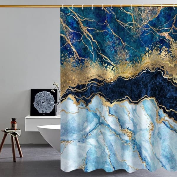 Waterproof Marble Pattern Shower Curtain – Moisture Resistant and Washable, 180×180 cm A