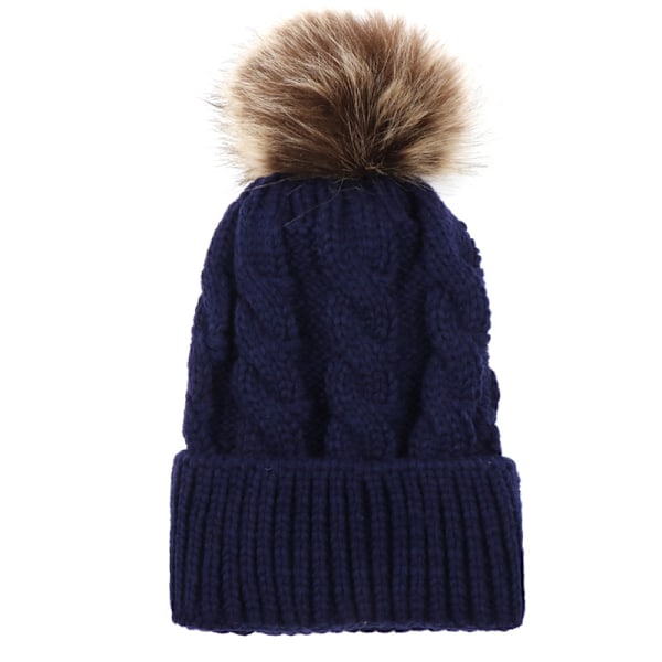 Trendy hovedbeklædning Kvinders hat Vinterhat - Strikket hat Blå voksen Navy adult 30*16cm