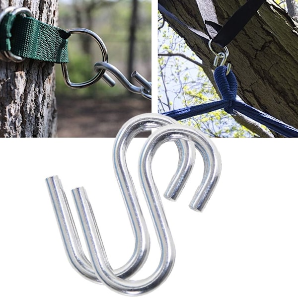Hängmattekrokar, kraftiga rostfria S-formade krokar, bärbara resekrokar för fiske och vandring (2 st)