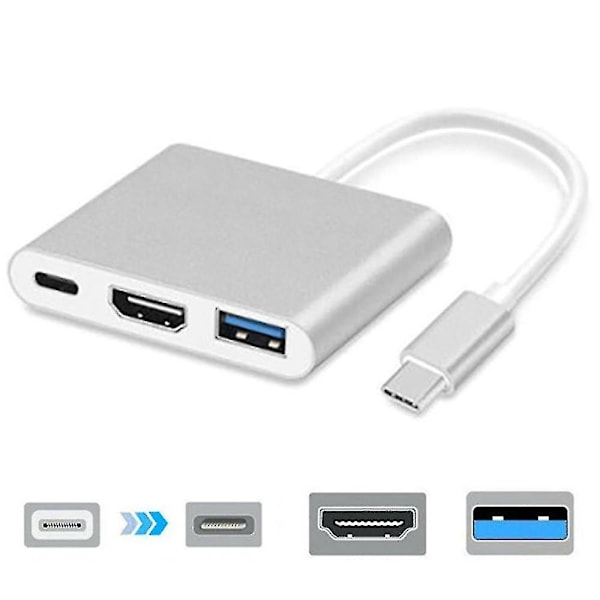 Type-C - USB-C 4K HDMI USB 3.0 3-in-1 Hub-sovitin kaapeli Apple Macille