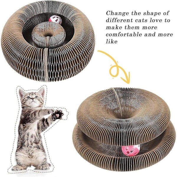 Kitty Kurlz Kattleksak - Magisk Orgel Klösbräda för Katter, Interaktiv Klösbräda, Vikbar Dragspels Kattleksak