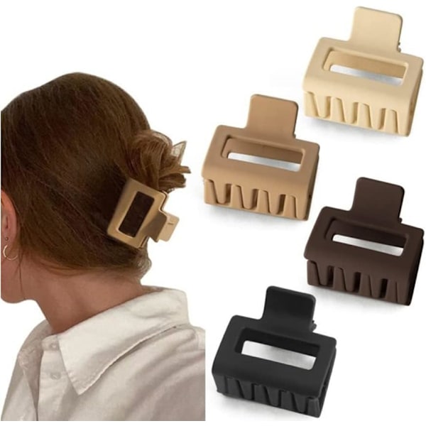 4 pcs Matt square hair clip temperament small square clip varnish