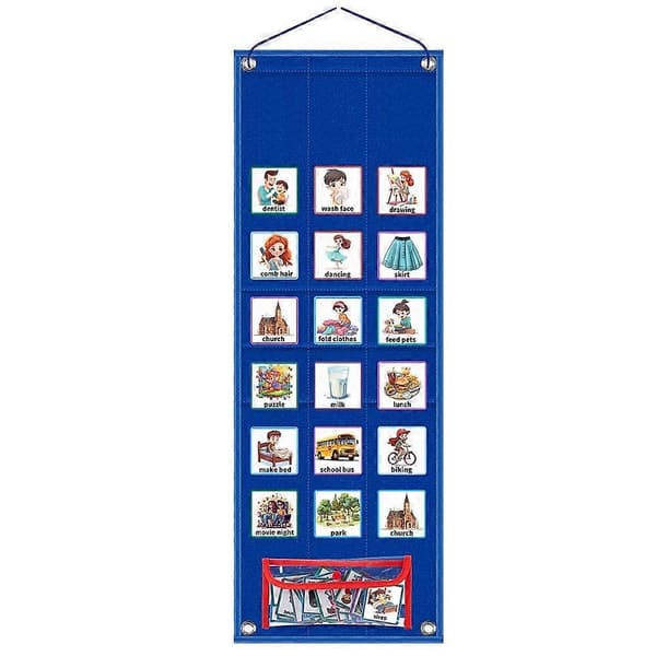 (SC)Removable Emotion Chart Visual Schedule for Kids, Desk, Tabletop, Preschool Svart