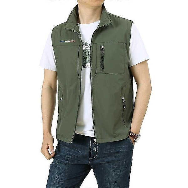 Miesten ulkoilu kesätyöliivi kevät monitoimitaskut taktiset liivit suuri koko M-6XL miesten vaellus kalastus hihaton takki-xindaren khaki 6XL khaki
