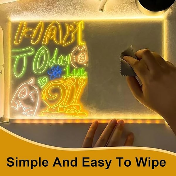 Julegave kreativ sletbar akryl LED opslagstavle 7 farve pen opslagstavle akryl whiteboard lysende opslagstavle notetavle (15*15cm) 15*15cm