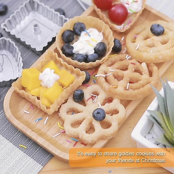 [SC] 4-pack Rosette Cake Bunuelos Tool, Compatible with 3 Interchangeable Heads, Aluminum Molds for Baking 6-piece set