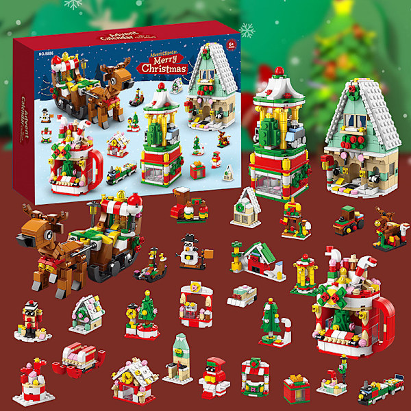2024 24 dages julebyggeklodser Adventskalender, puslespil byggeklodser B