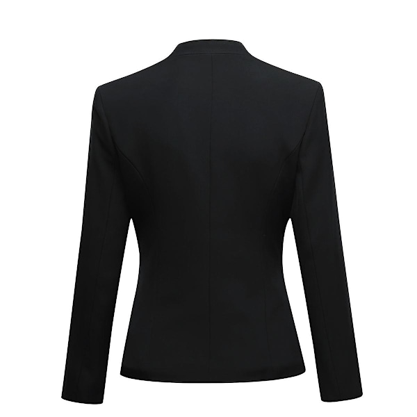 Yynuda Dam 2-delad Ståkrage Enfärgad Business Kostym Kontorsdam Slim Professionell Klänning (blazer + kjol) Black XL