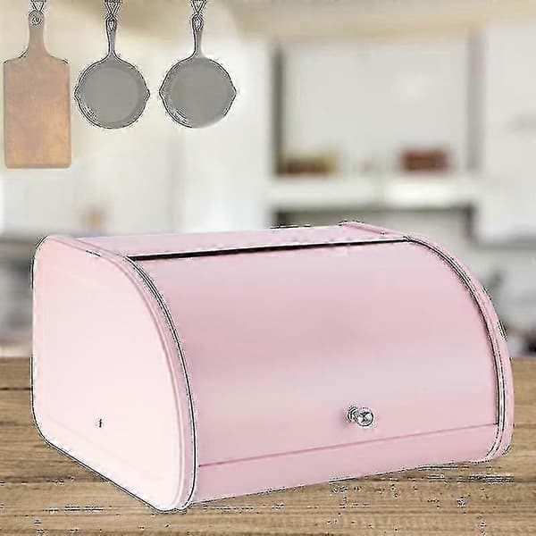 (SC) Metal Bread Box, Kitchen Storage Container with Roll Top, Kitchen Utensil Storage Creamy white