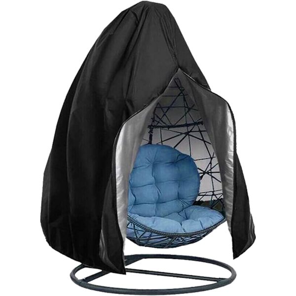 Rattan hängande stolsöverdrag Rattan gungstol Äggstol Vattentät dammtät överdrag - 190 X 115cm (Svart)