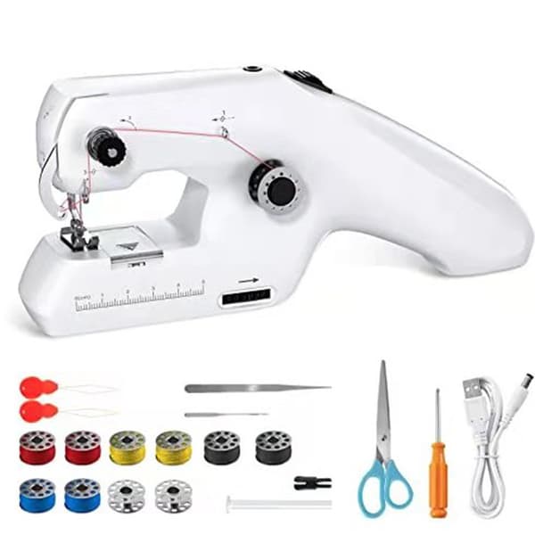 (SC)Electric Sewing Machine with Double Thread, Handheld Sewing Machine with Ergonomic Handle for DIY, Small Everyday Items