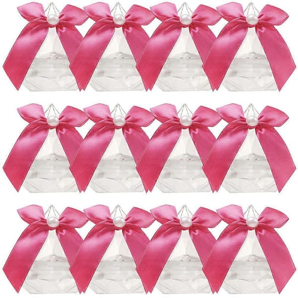 (SC) Diamond Shaped Wedding Candy Box for Storage 12 Pcs Pink Boxes